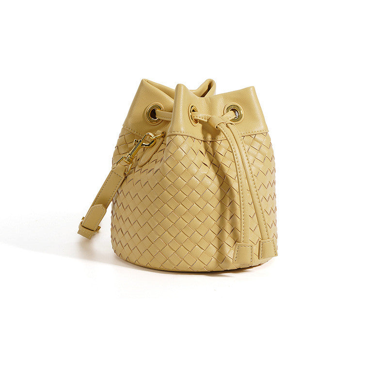 Premium Quality Leather Drawstring Bucket Purse woyaza