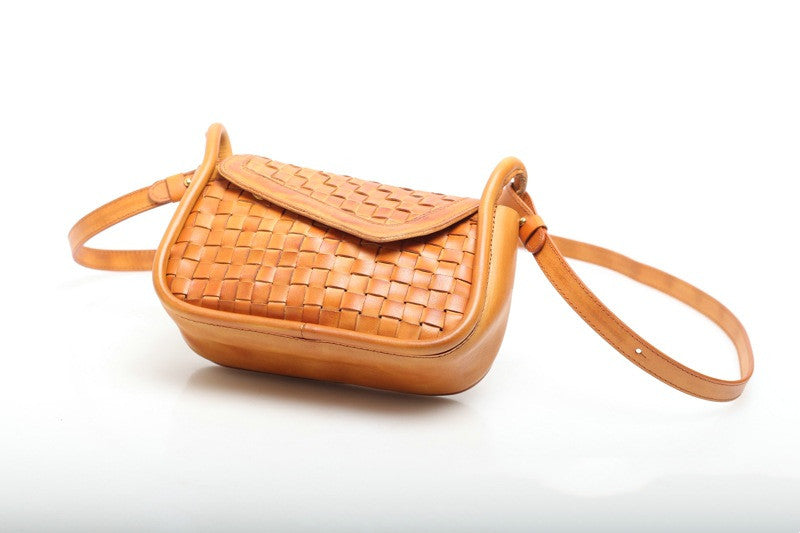 Handwoven Vintage Leather Sling Bag for Ladies Woyaza