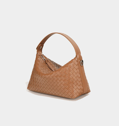 Premium Leather Crossbody Bag with Handwoven Details