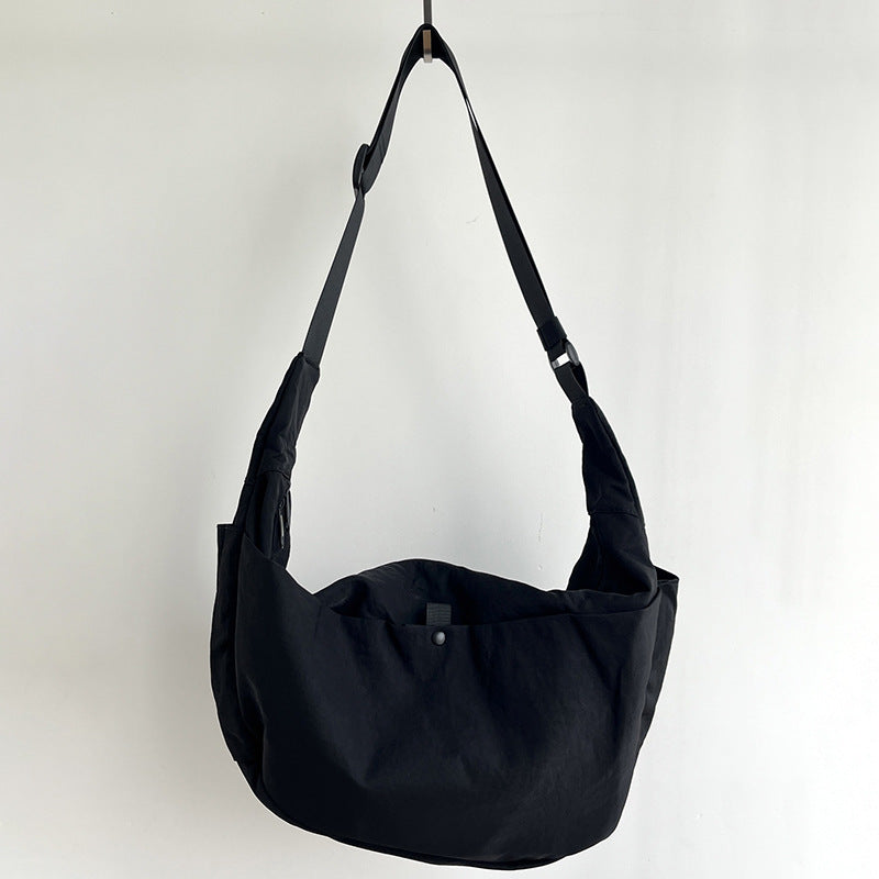 Easy clean nylon shoulder bag for daily casual outfit styling