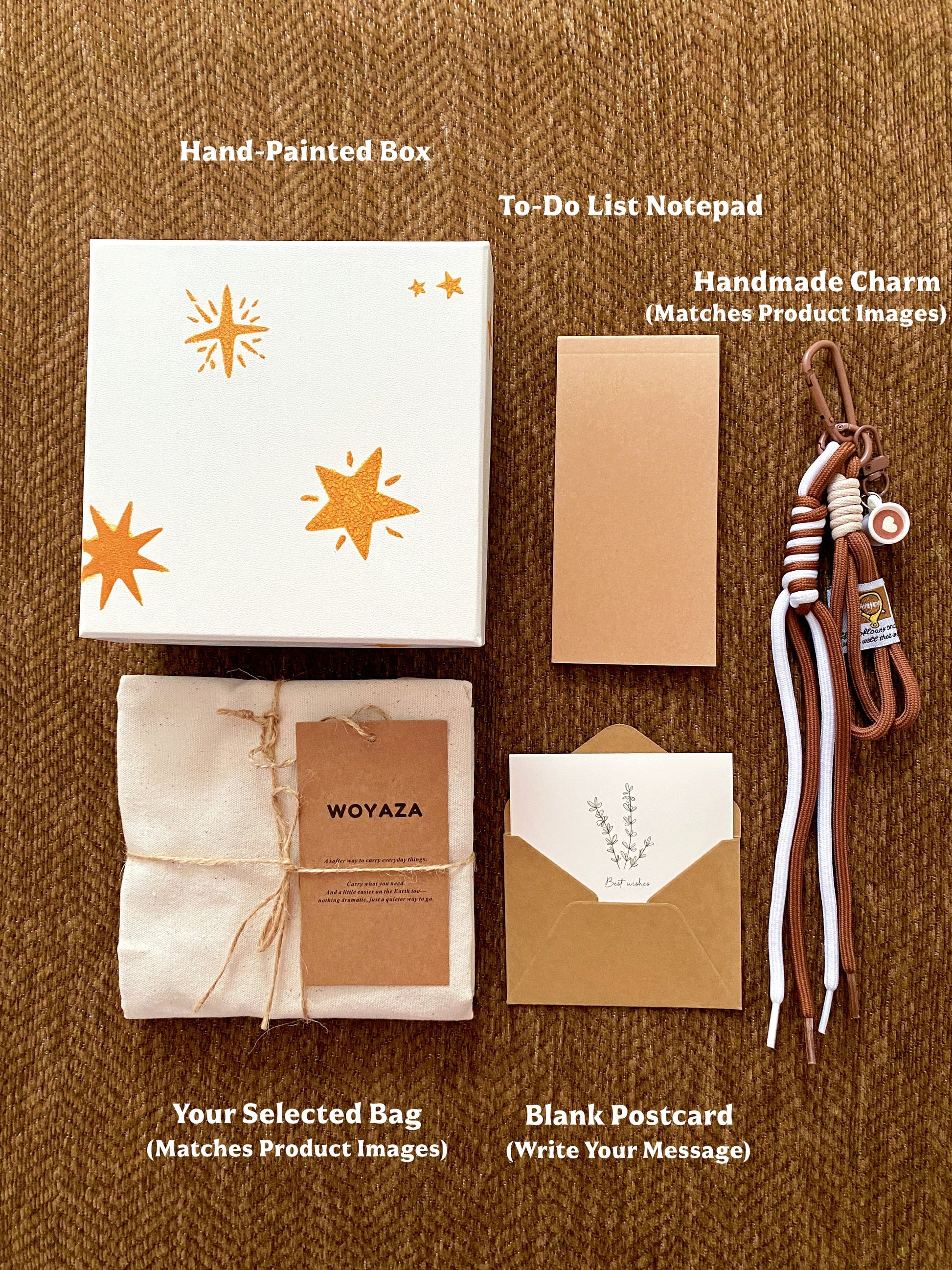 Sustainable tote package prepared as a hostess gift for holiday dinner invitations.