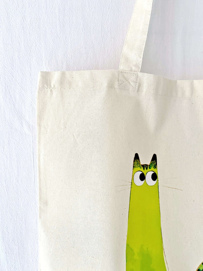 Everyday bag with whimsical cat print for animal lovers