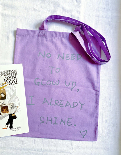 lightweight purple cotton tote for casual outings