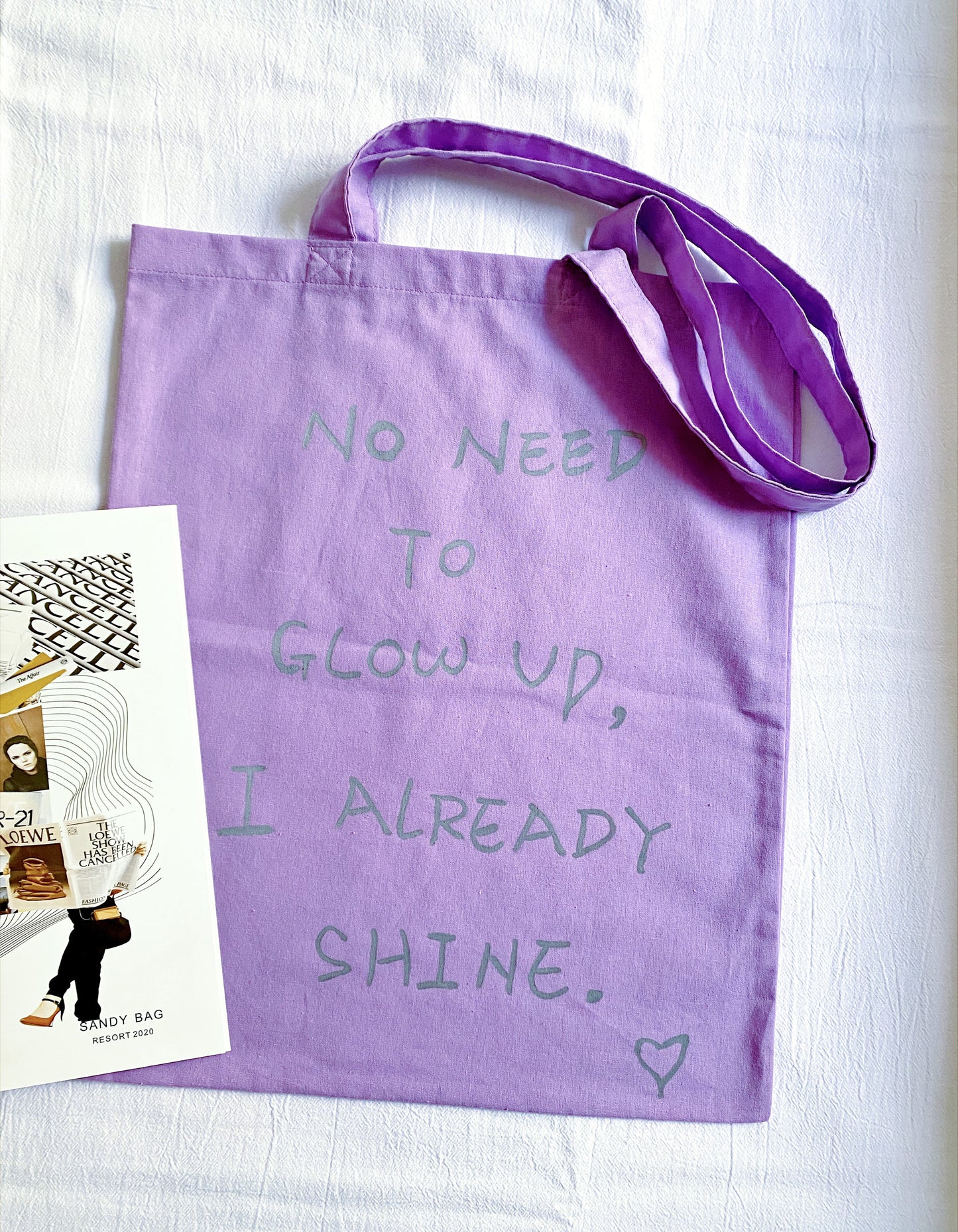 lightweight purple cotton tote for casual outings