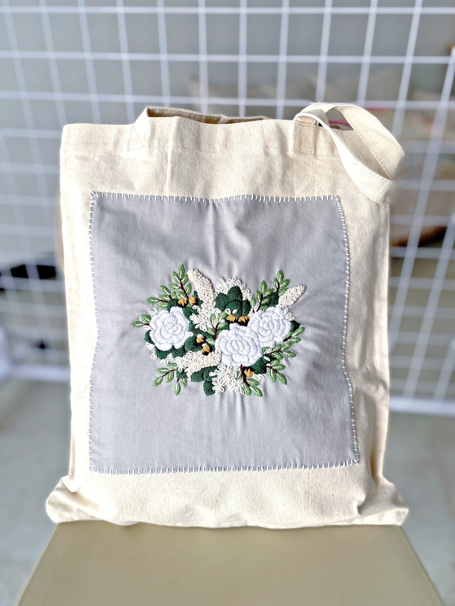 everyday floral embroidered canvas bag for a relaxed look