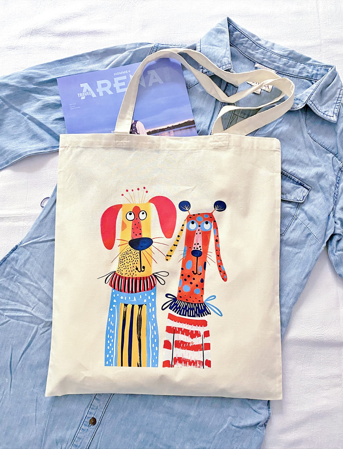 Spacious eco-friendly shoulder bag styled with a linen summer outfit for a relaxed look