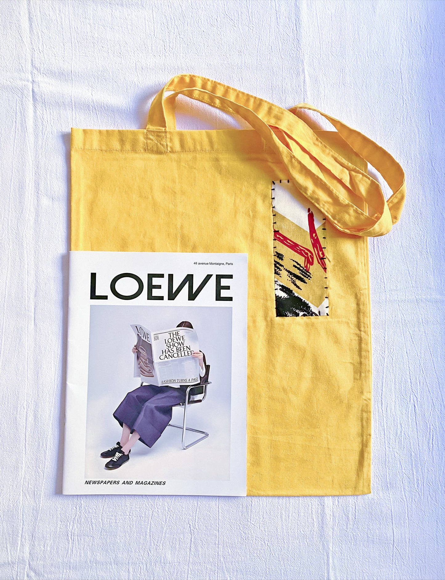 Individual fashion accessory, bright yellow tote for bohemian aesthetic.