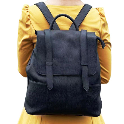 Women's Genuine Leather Top-Grain Cowhide Backpack for Work and Travel