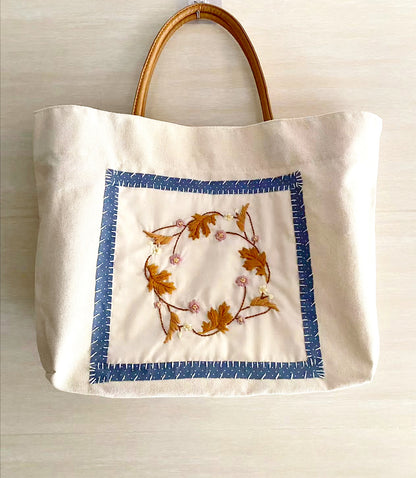 Organic Cotton Canvas Bag with Embroidery