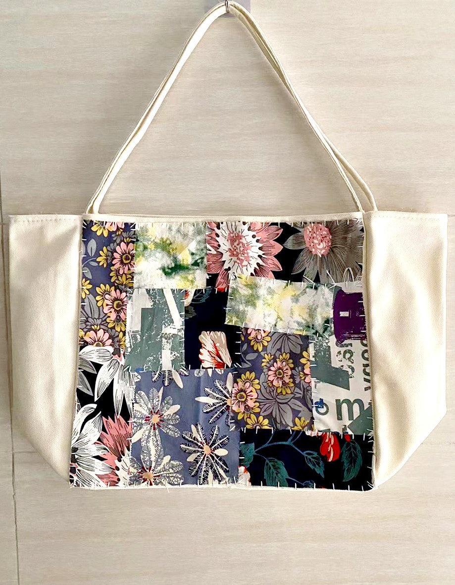 Handmade Fabric Tote Bag for Shoulder or Hand Carry