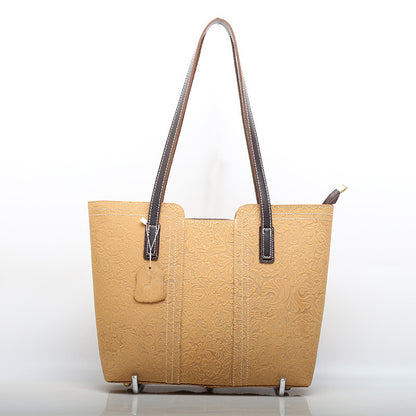 Stylish Leather Work Tote with Retro Design woyaza