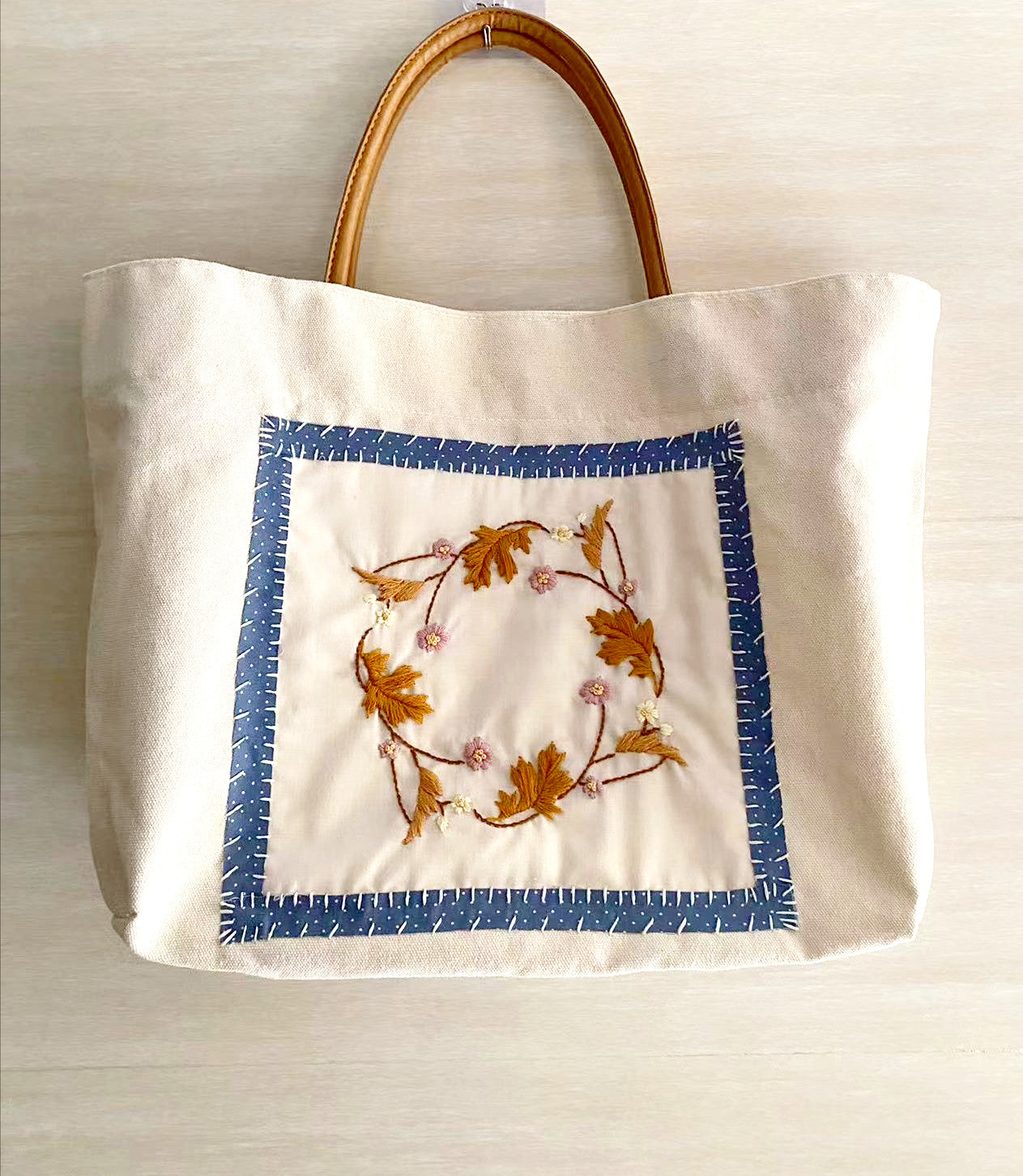 Handmade Embroidered Canvas Bag for Groceries, Shopping, and Casual Outings