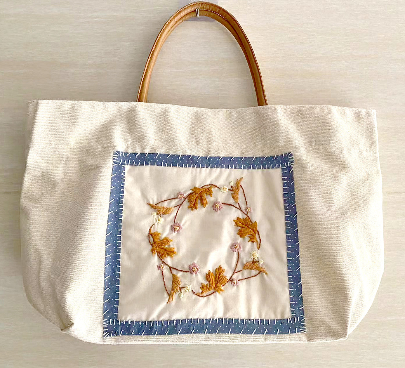 Custom Handmade Embroidery Canvas Tote for Casual, Shopping, and Beach Days