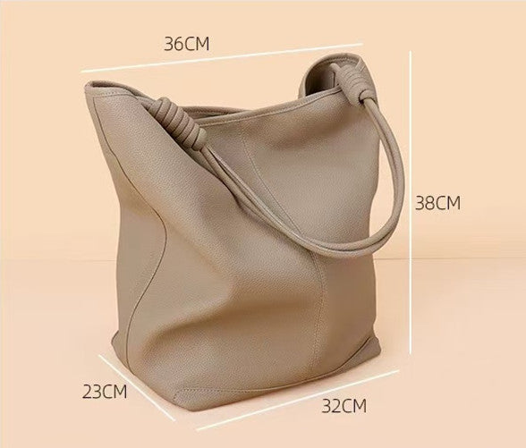 Adjustable Strap Soft Leather Bucket Bag Ideal for Work and Casual Outings