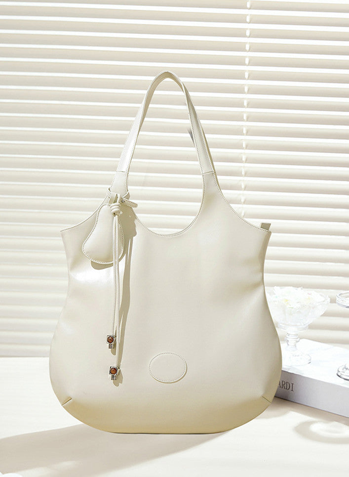 Spacious Women's Leather Tote Bag with Pear Shape and Detachable Shoulder Strap