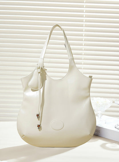 Spacious Women's Leather Tote Bag with Pear Shape and Detachable Shoulder Strap