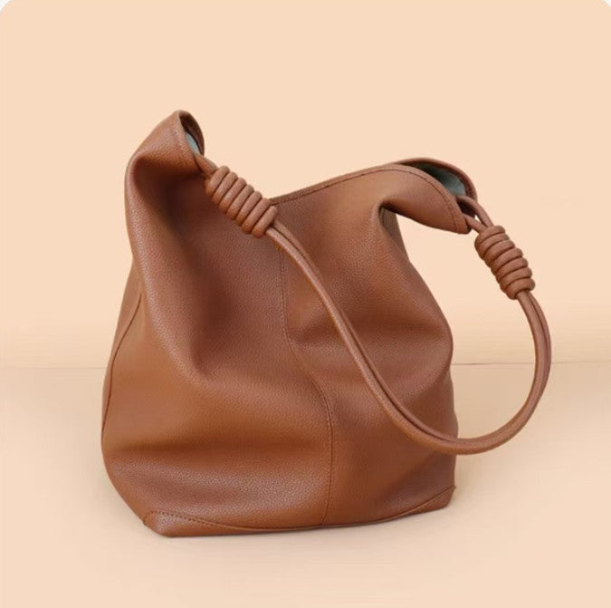 Practical Soft Leather Bucket Bag for Women with Multiple Carrying Options