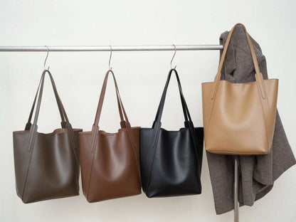 Premium Leather Women's Trendy Large Size Work Tote Bag Woyaza