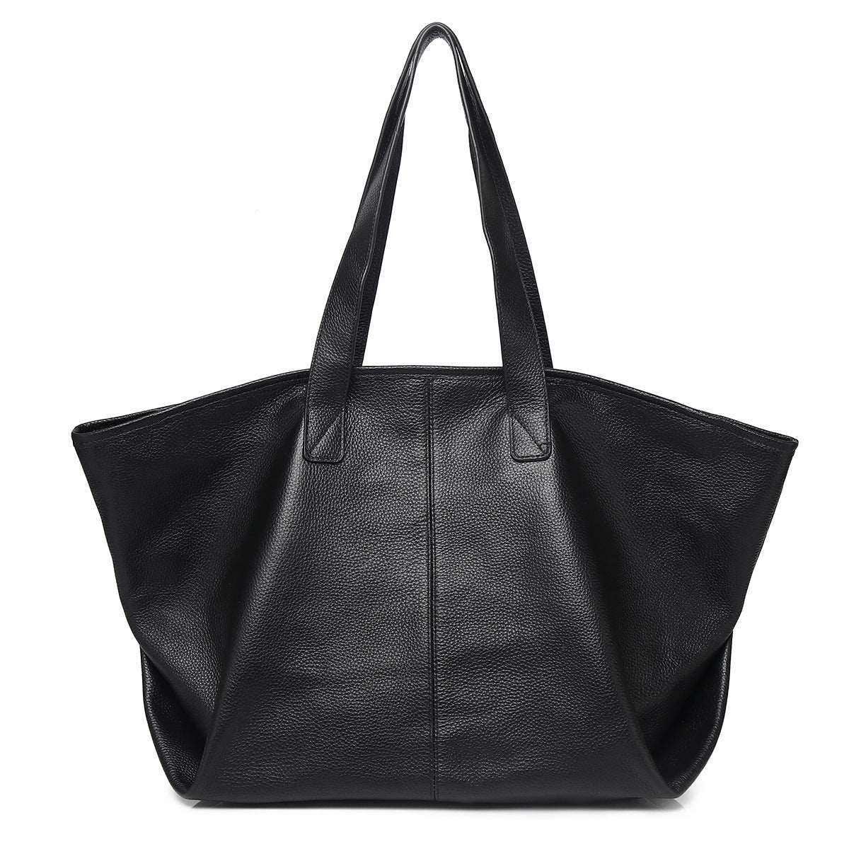 Sleek and Chic Women's Shoulder Bag in Black Leather with Ample Storage woyaza
