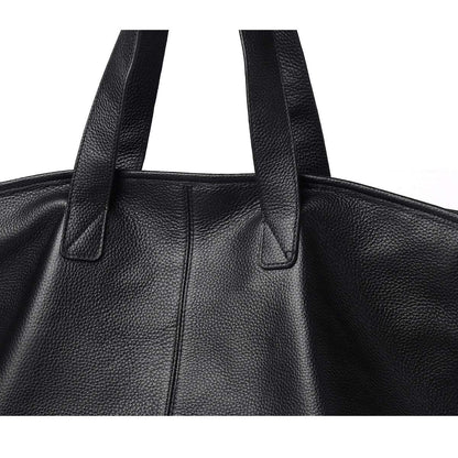 Classic Black Genuine Leather Tote with Spacious Design for Women woyaza