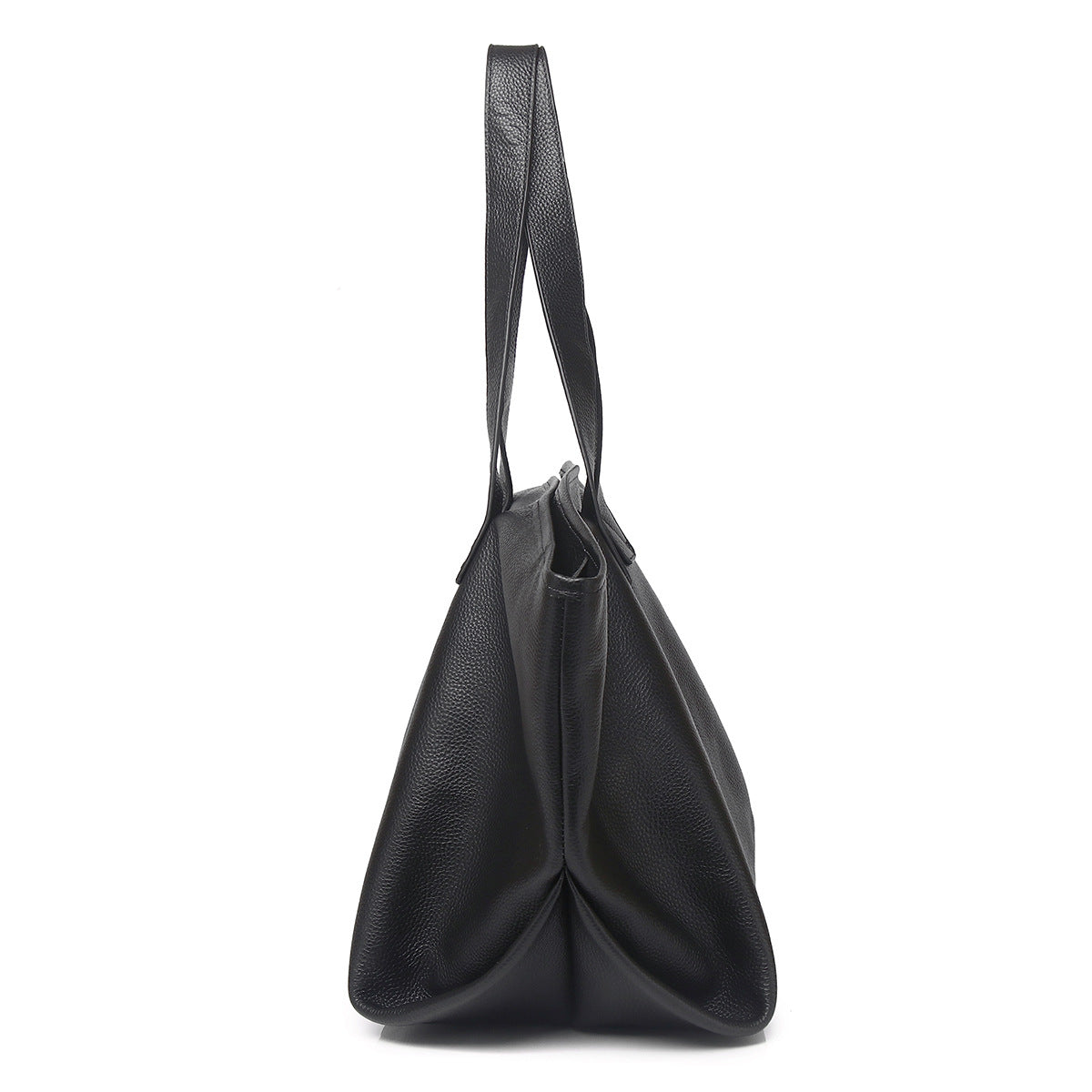 Trendy Black Leather Oversized Tote with Single Shoulder Strap woyaza