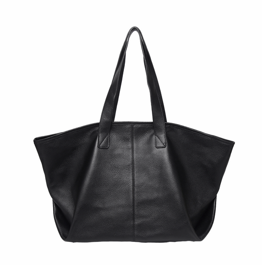 Stylish Black Leather Tote Bag for Women woyaza