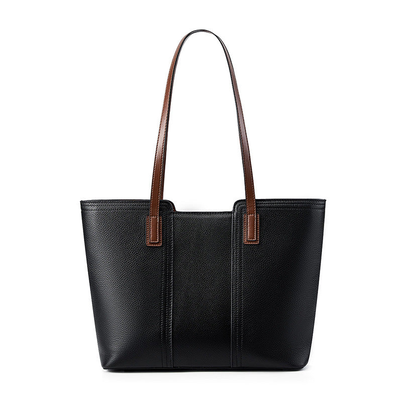 Classic Leather Tote Bag with Large Capacity for Women's Office Use
