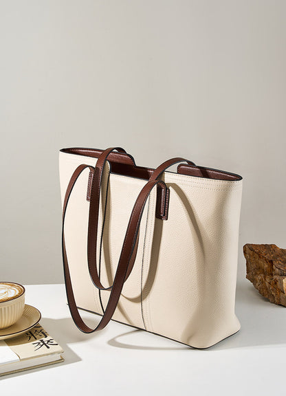 Classic Leather Work Tote with Soft Texture for Women