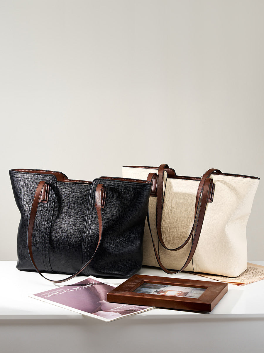 Exclusive Leather Work Tote with Soft Texture