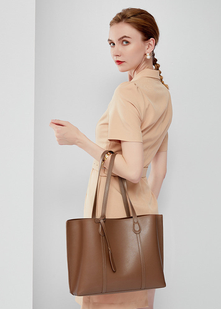 Luxurious Soft Leather Women's Big Capacity Work Tote Bag woyaza