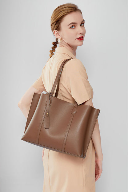 High Capacity Soft Leather Women's Stylish Work Tote Handbag woyaza