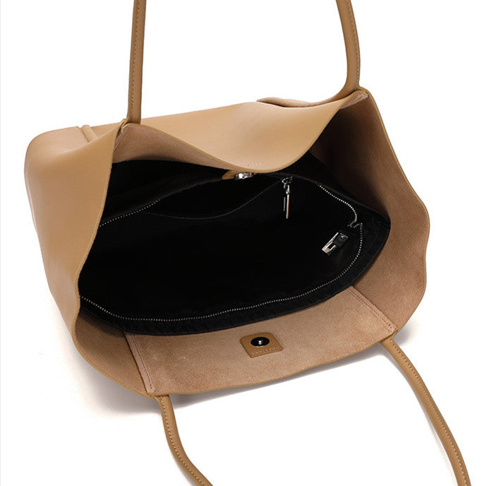 Exquisite Ladies' Stylish Cowhide Leather Oversized Tote Handbag woyaza