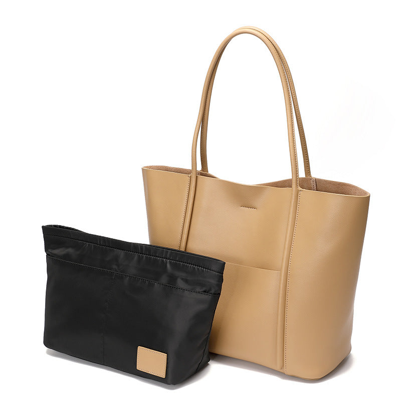 Sleek Women's Fashionable Soft Leather Work Tote with Adjustable Strap woyaza