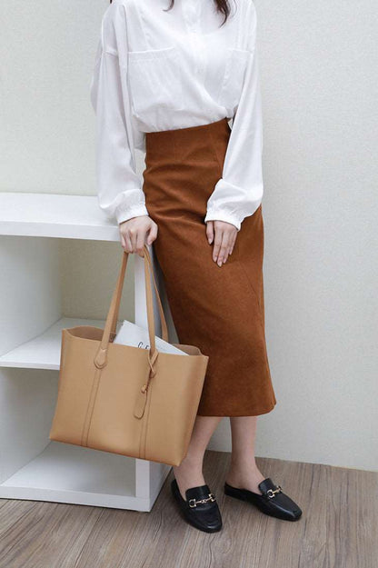 Sleek Soft Leather Women's Sophisticated Work Tote Hobo Bag woyaza