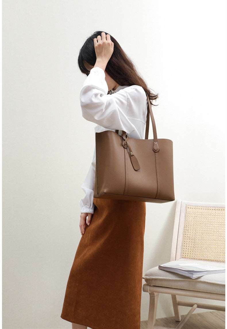 Sophisticated Genuine Leather Ladies' Oversized Work Tote Briefcase woyaza