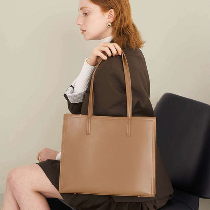 Sophisticated Women's Genuine Leather Fashion Work Tote Handbag woyaza