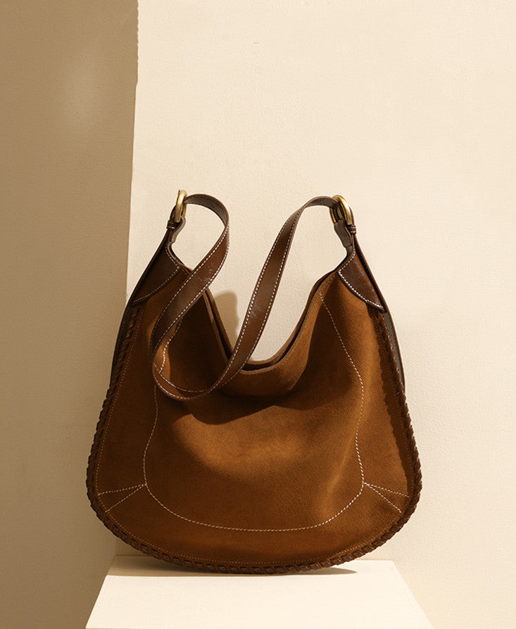 Two-Tone Leather Saddle Bag for Women with Soft Leather Finish