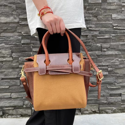 Handcrafted Leather Canvas Bag for Sophisticated Ladies