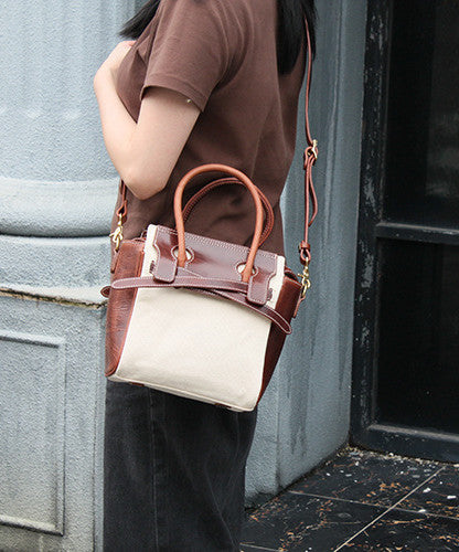 Spacious Classic Leather and Canvas Tote for Everyday Use