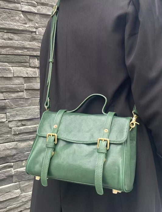 Genuine Leather Work Tote with Adjustable Strap