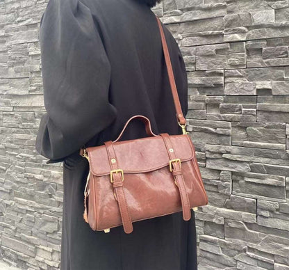 Women's Vintage Leather Messenger Bag for Work
