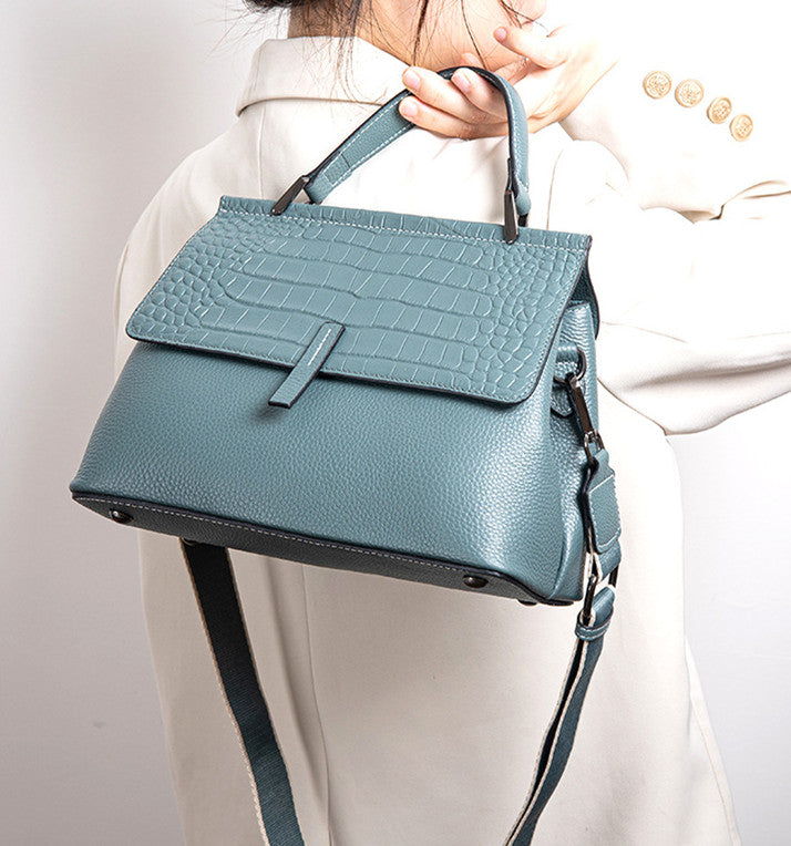 Executive Women's Genuine Leather Work Tote Handbag with Pockets woyaza