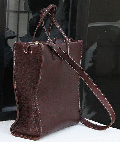 Leather Work Tote with Pouch