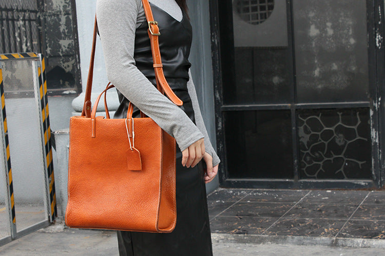 Chic Leather Work Tote with Adjustable Shoulder Strap