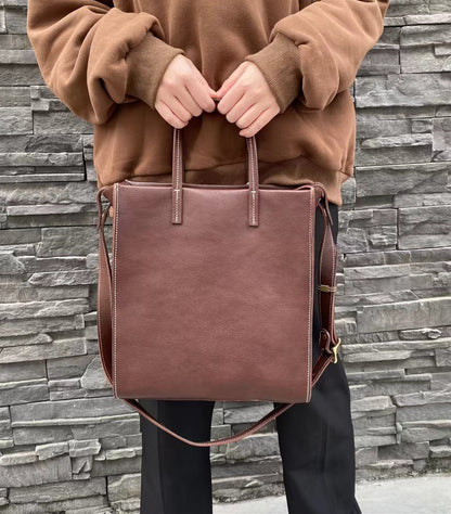 Leather Tote Bag with Top Handle