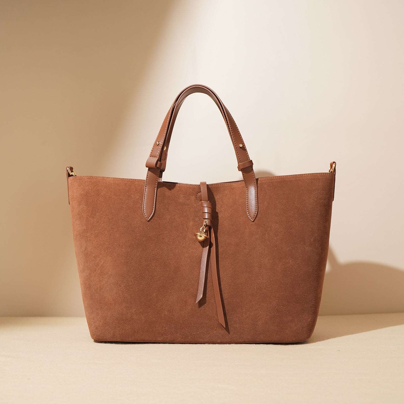 Soft Genuine Leather Tote Handbag with Shoulder Strap