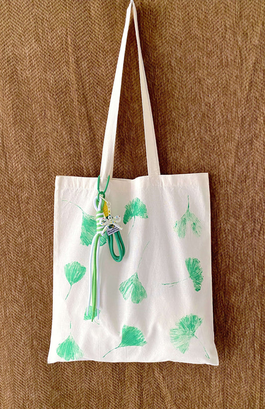 lightweight fabric tote bag carried on a quiet day out in the city