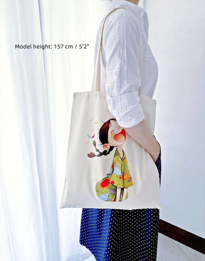 large capacity cotton shopping bag for books groceries and travel