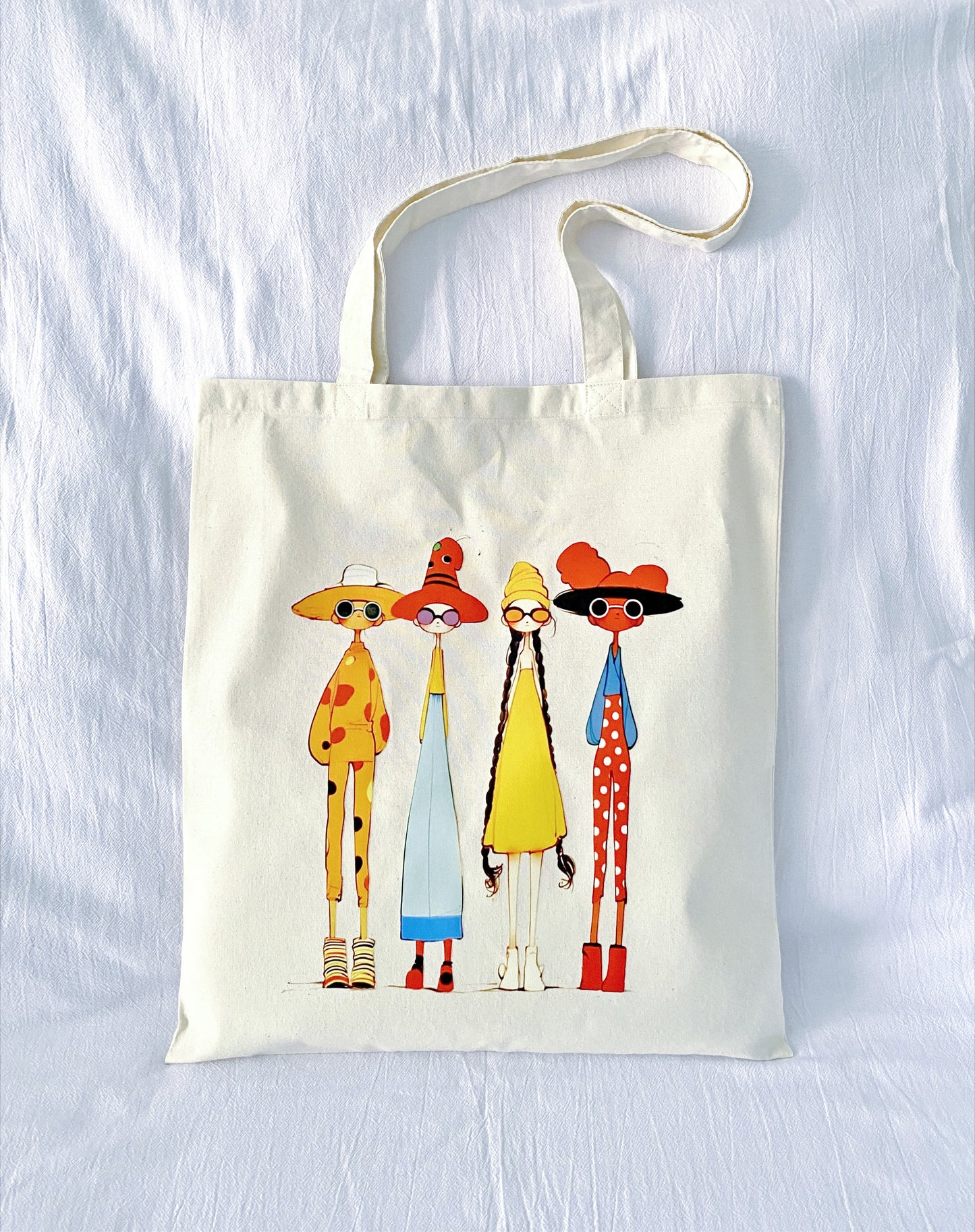 lightweight eco cotton bag with printed girls design