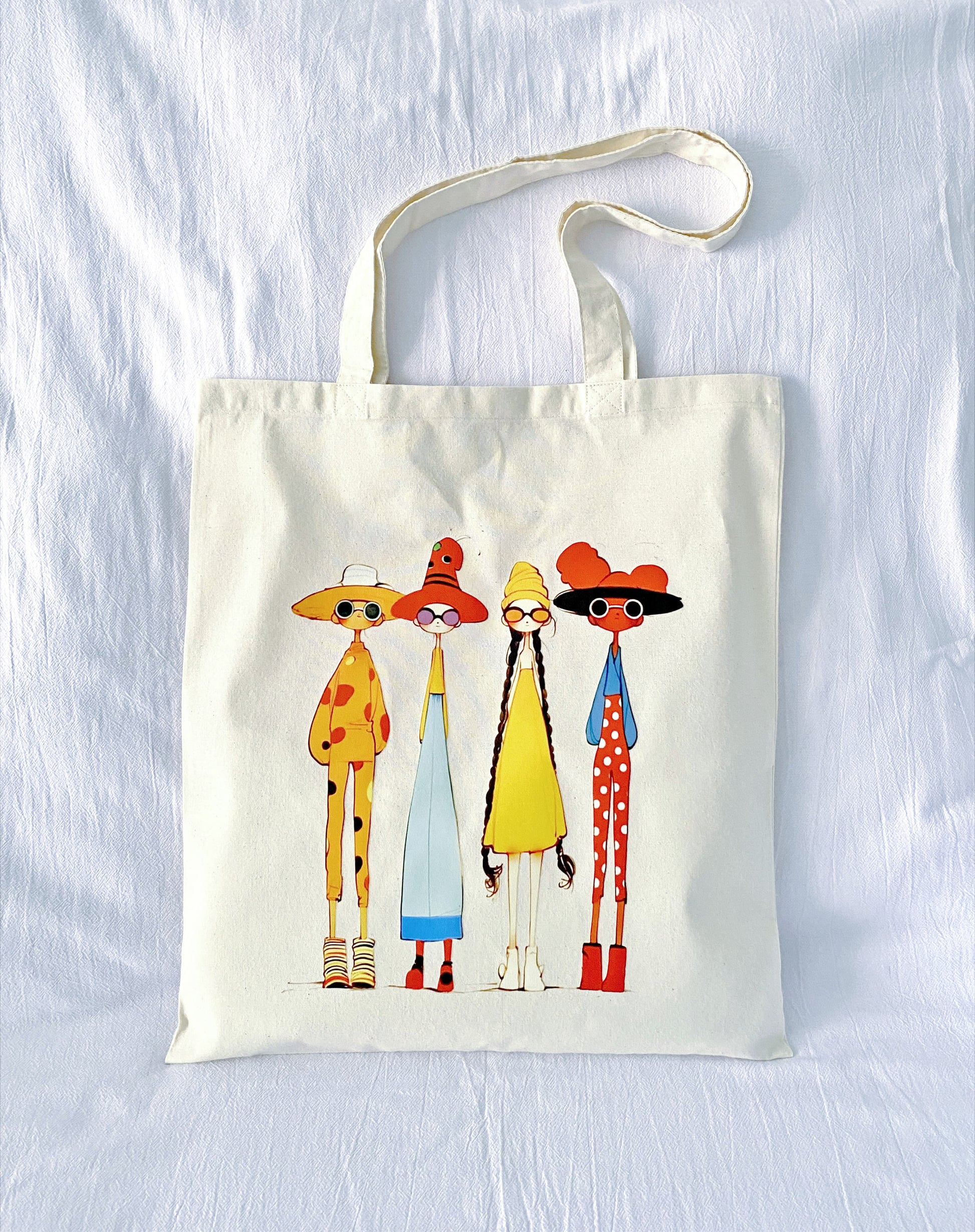 lightweight eco cotton bag with printed girls design